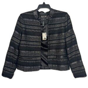 Black Label by Chico's Women's Jacket Textured Wool Blend Lined Size 1 NEW